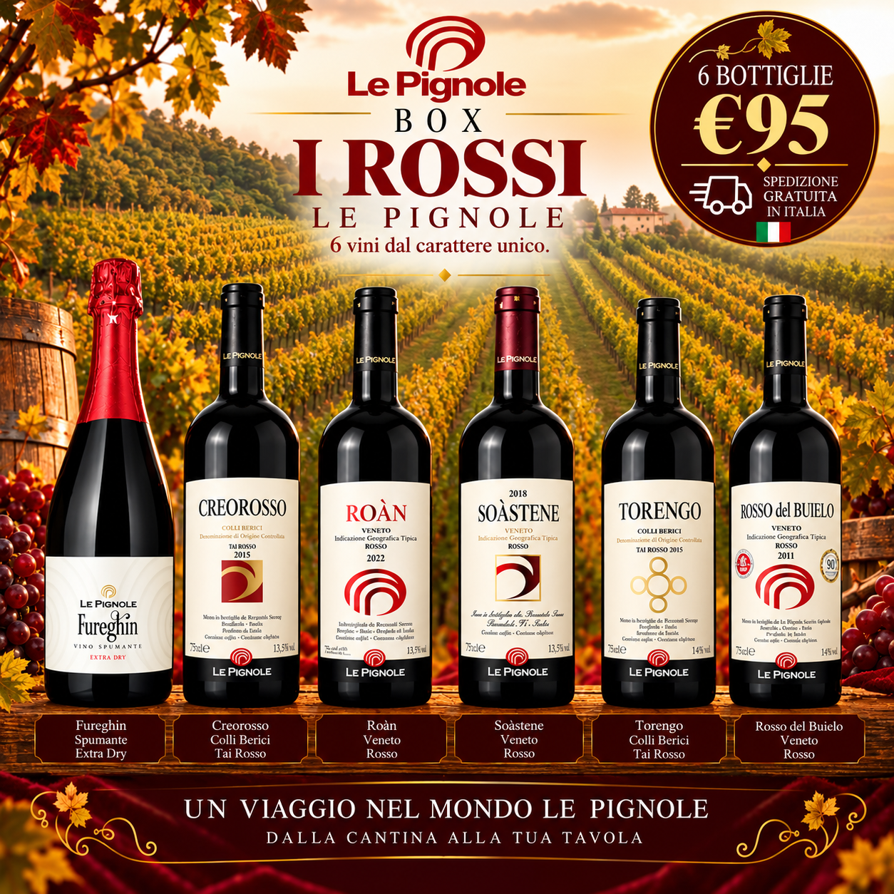 Cantina Le Pignole Box I Rossi 6 Bottiglie Vini Rossi Tai Rosso